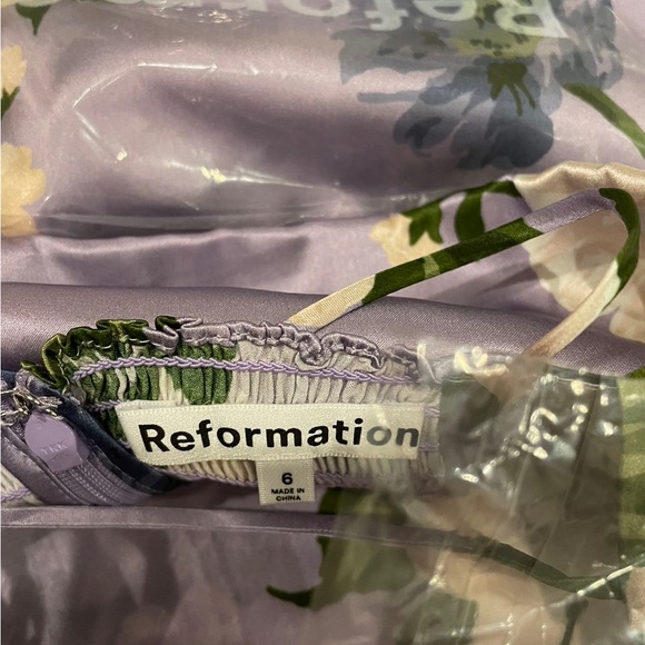NWT Reformation Frankie Silk Dress Garden Soiree - Picture 7 of 8